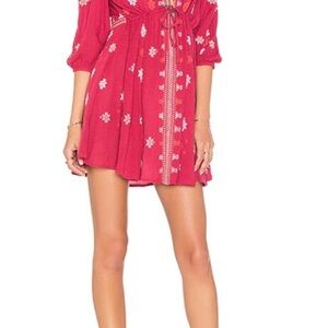 FP Star Gazer Dress in Red. Boho Dress size medium